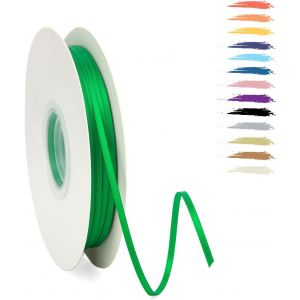 3mm Vert Fin Ruban Satin Pour Emballage Des Cadeaux,95 Mètres Polyester Rubans Pour Bouquets,Ballon,Couture,N?Uds,Gâteau,Satin Ruban Roll Pour Décoration De Mariage/Anniversaire/Noël/Fête - Neuf