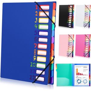 Eryi-Range Document Bureau A4, Classeur Extensible, Classeur À Documents À 12 Compartiments, Rangement Papier Administratif Avec Élastique Pour Documents De Bureau, Devoirs Scolaires (Bleu) - Neuf