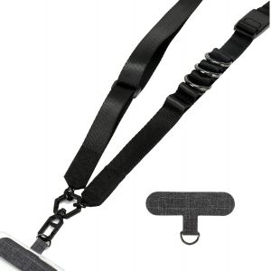 Cordon Telephone Portable, Remplacement Bandoulière Courroie Sac Sangles d'épaule Réglables Nylon pour iPhone/Samsung et Tous les Smartphones, Femmes Sac à Main à Bandoulière Longue - Noir - Neuf