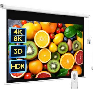 84"" Écran de Projecteur Motorisé, Toile Videoprojecteur Électrique Diagonale Automatique Projection 16: 9 8k Film HD Écran pour Home Theatre Cinema Office Video Game Indoor avec Télécommande - Neuf