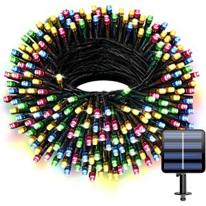 Guirlandes Lumineuses Solaires &Eacute;tanches Multicolore - 20m 200 Led Pour Ext&eacute;rieur Jardin Balcon Maison Mariage F&ecirc;te | 8 Modes De Clignotement | Autonomie 8-10h | Ip65 | D&eacute;coration Festive &Eacute;cologique - Neuf