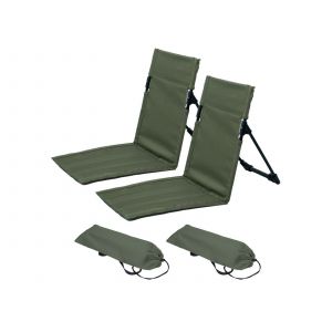 Chaise Longue De Plage Pliante Avec Dossier - Lot De 2, Vert Arm&eacute;e - Neuf