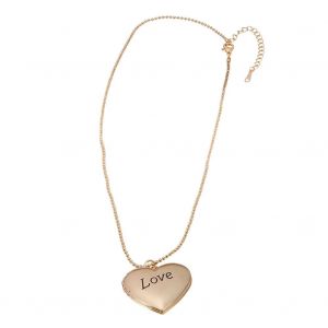 M&eacute;tal Coeur Forme Pendentif Photo M&eacute;daillon Collier Filles Femmes Accessoire (Or) - Neuf