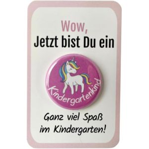 Bouton De Maternelle « Licorne » Avec Carte Sans Aiguille-Cadeau De Maternelle Pour Le Premier Jour À La Maternelle,Comme Kit De Démarrage Ou Comme Sac De Maternelle-Garçon Et Fille,Métal - Neuf