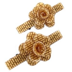 Promotion ! 2 Barrettes / Pinces P&eacute;lican 'ar&eacute;gonde' Caf&eacute; (Rosa Romantica) - 60x25 Mm - Neuf