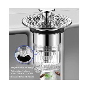 Bouchon de vidange magn&eacute;tique escamotable avec cr&eacute;pine anti-obstruction - Neuf