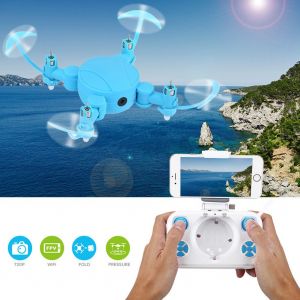 Mini Drone Quadricoptere Pliable Avec Telecommande Wifi Fpv Et Camera 720p, Bleu - Neuf