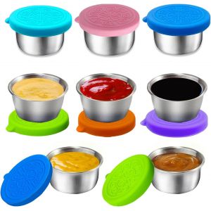 Checarzhn--No1-Boîtes À Vinaigrettes À Salade, 8 Petits Récipients De Vinaigrettes De 1,7 Oz Avec Couvercles, Réutilisables Pour Tasses De Sauce, Couvercles Anti-Fuite Pour Bento, Pique-Nique Et Voya - Neuf