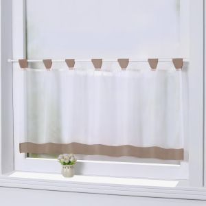Mia Rideau Brise-Bise Uni Voilage À Passants En Polyester Transparent Simple Salle De Bain Cuisine Chambre À Coucher Balcon Marron Hxl 45x145cm - Neuf