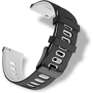 Bracelet Silicone Pour Largeur Pattes De Montre 20mm, Doux Et Confortable, &Eacute;tanche, Bracelet De Remplacement Sport Pour Hommes Femmes - Noir Blanc - Neuf