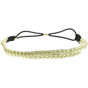 Bandeau Cheveux Femme Brillant Argent&eacute; - Headband Tress&eacute; Double Original - Bandeau Fin &Eacute;lastique Taille Unique - Headband Mariage Ou F&ecirc;te - Look Vintage Et R&eacute;tro Boh&egrave;me, Hippie Chic - Neuf