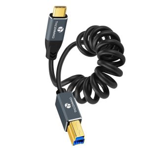 JGD-C&acirc;ble Spiral&eacute; 3.0 D'imprimante USB B vers USB C, C&acirc;ble Spiral&eacute; USB Type C vers Type B pour Station D'accueil Scanner de Disques durs Externes(95MM &eacute;tendu &agrave; 1M) - Neuf