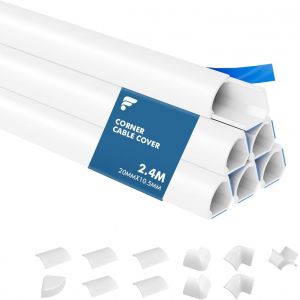VornixorSarlshop-2,4 m Goulotte Cable Quart de Rond, Goulotte Electrique pour C&acirc;bles, Cache Fil, Cache Cable pour Cacher Les C&acirc;bles, Goulotte Autocollante pour Coin de Mur, TV - Blanc 20 mm x 10.5 mm - Neuf