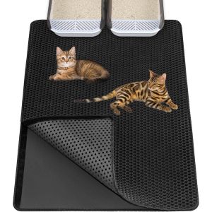 Grand Tapis Litière Chat 90 X 60 Cm Extra Grand Tapis De Toilette Pour Chat Bac À Litiere Conception En Nid D'abeille Double Couche Eva,Antidérapant Imperméable Et Résistant À L'urine.[P20] - Neuf