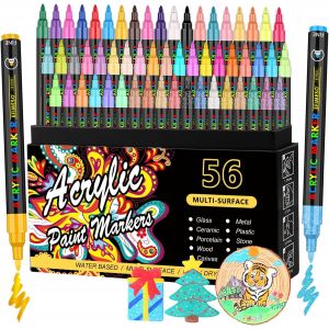 Set De 56 Crayons De Feutre Acrylique Pointe Extra Fine De 0,7 Mm À Base D'eau - Neuf