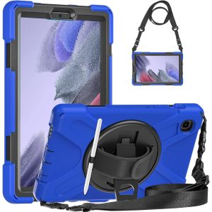 Coque Antichoc Pour Galaxy Tab A7 Lite 8.7"" 2021(Sm-T220/T225),Étui Solide Costaud Avec Béquille Rotatif,Bandoulière Et Poignée Réglable,Protection Pour Tablette Samsung Tab A7 Lite,Bleu - Neuf