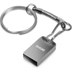 KALANKA-Clé USB 64 Go, clé USB 64 Go Mini clé USB 64 Go Clé USB Portable 64 Go Porte-clés avec Pendentif pour Ordinateur Portable/PC/Voiture, etc (Gris) - Neuf