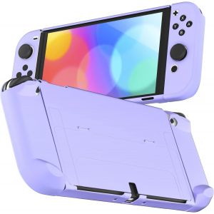 Protective Case Compatible with Nintendo Switch OLED,Dock for Switch Console OLED and Joycon,Cute Accessories for Switch OLED with Comfortable Grip-Purple - Neuf