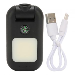 Mini chargeur de lampe de poche d'urgence 1000LM boussole COB petit chargeur de lampe de poche pour le camping en plein air Pêche Randonnée Noir - Neuf