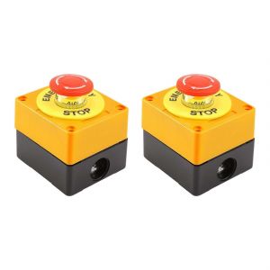 2Pcs Champignon Rouge Arrêt d'Urgence Arrêt Arrêt Bouton-Poussoir Interrupteur Non + Nc 22Mm Gecko - Neuf