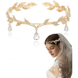 Kal-Feuille Diadème Elfe Cristal Diadème Mariage Elfe Diadème Femme Cristal Couronne Princesse Diadème Elfe Diadème De Mariage En Strass Feuille Couronne De Princesse Pour Fête De Mariage - Neuf