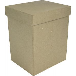KALANKA-BT044C - Un support en papier brun mâché 14x12x17 cm, Boite rectangle haute - Neuf