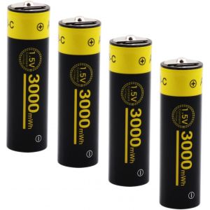 Piles Rechargeables Aa Recharge Power 1,5v 3000 Mwh R6 Am3 Tension Constante Charge Directe Usb Type C - Neuf