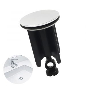Lot de 2 bondes de lavabo universelles noires 40 mm - Bonde de lavabo en laiton chromé avec caoutchouc - Couvercle de lavabo réglable en hauteur - Anticalcaire - Bonde de lavabo chromée - Neuf