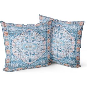 Eryi-Lot De 2 Housses De Coussin Boho Aquablue Motif Antique Et Vintage Housse De Coussin Douce Pour Canapé De Jardin, Canapé, Lit - Taies D'oreiller Décoratives 20x20 Pouces - Neuf