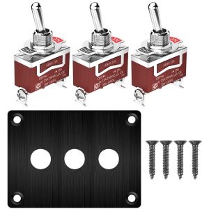 3 Gangs 15A 250Vac/20A 12Vdc, Interrupteur À Bascule À Panneau Métallique Spst 2 Positions 2 Broches, Plaque D'Interrupteur Marche/Arrêt - Neuf