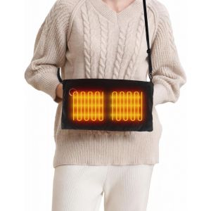 JGD-Chaufferette Main Rechargeable 5000mAh avec 3 Niveaux de Chauffage et 2 Zones Chauffantes, Coussin Chauffant avec Bandouli&egrave;re Amovible, Chauffe Main en Fleece Doux - Id&eacute;e Cadeau pour Hommes et Fe - Neuf