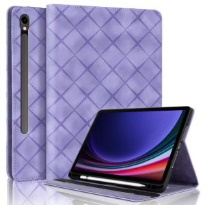 &Eacute;tui en cuir emboss&eacute; rhombique pour Samsung Galaxy Tab S10 / S9 FE, Violet - Neuf