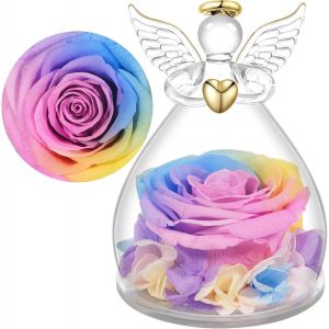 Rose Eternelle Cadeau Maman Noel,Ange Gardien en Verre avec Fleur Eternelle Cadeau Noel Femme Mamie Amie Anniversaire No&euml;l Saint Valentin Femme F&ecirc;te des M&egrave;res - Neuf