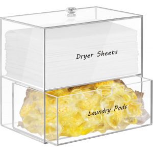 KGABERY-Support De Draps,Distributeur,Boîte De Séchage En Acrylique Pour L'Organisation De La Buanderie,Le Séchage De Stockage Et Les Feuilles De Tissu,Les Boules De Sèche-Linge,Les Épingles À Linge - Neuf