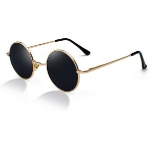 Lunettes De Soleil Polarisées Ronde Homme Femme Classique Hippie Tendance Cadre Métallique Protection Uv400 - Neuf