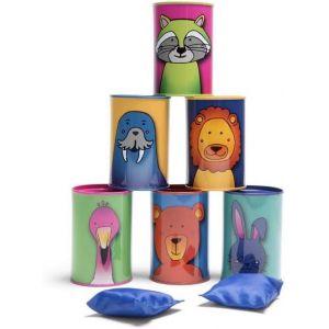 ERYI-Chamboule Tout Animaux - Jouets Pour L'Extérieur - Jeu De Lancer Pour Enfants - Jeux D'Enfants Avec Boîtes De Conserve Animaux - 2 Sacs À Lancer - Taille Unique - A Partir De 3 Ans - Neuf