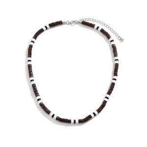 Collier Pour Homme En Perles De Bois Patchwork En Terre Cuite Douce Style Bohème Chic Pour Un Assortiment De Vêtements Pour Tous Les Jours. - Neuf