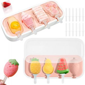 Eryi-Moules À Glace Silicone 2 Pièces, Pour Bébé Sans Bpa - Moules À Glace Diy, Sticks Reusable Ice Moulds Popsicle, Pour Popsicles, Crèmes Glacées, Sorbets Nourriture (Il Y A 8 Modèles) - Neuf