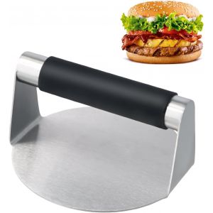 Presse Hamburger en 304 Acier Inoxydable, 5,5 Pouces Presse &agrave; Smash Burger Ronde Professionnelle, Presse Steak Hach&eacute; Antiadh&eacute;sif Presse &agrave; Viande pour Paninis Pain Plat Griller Sandwich - Neuf