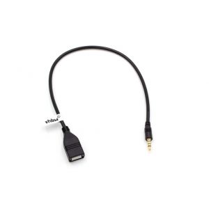 vhbw Adaptateur OTG compatible avec Opel appareils mobiles - C&acirc;ble de port USB vers connecteur AUX, noir - Neuf