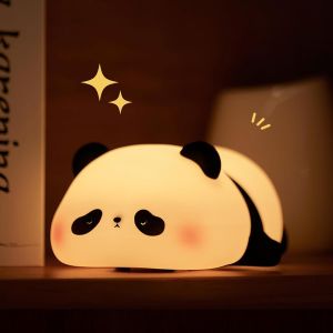 Veilleuse Panda Pour Chambre D'enfant, Veilleuse En Silicone Avec Contr&ocirc;le Tactile, Lampe De Chevet Rechargeable Par Usb Pour B&eacute;b&eacute;s, Enfants, Tout-Petits, Femmes, Adolescentes, Filles, Cadeau - Neuf