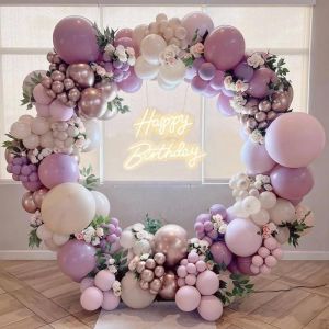 CAUC-Kit Arche Ballon Violet, 135 Pi&egrave;ces Guirlande Ballon Anniversaire avec Ballon Violet, Rose, Sable Blanc et Rose Gold, Arche de Ballon pour Decoration Anniversaire, Mariage, Baby Shower, Bapteme - Neuf