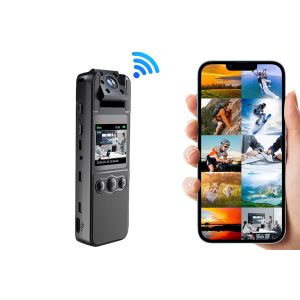 Mini cam&eacute;ra corporelle 1080p avec vision nocturne, enregistrement en boucle, Wi-Fi et objectif rotatif &agrave; 180&deg; - Neuf
