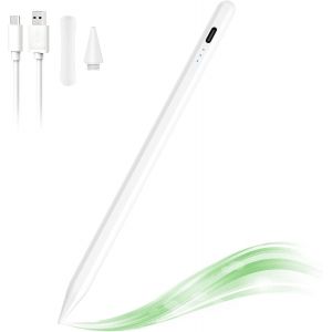 Stylet Tactile Magnétique, Stylet Ipad, Stylo À Ecran Tactile, 1,5 Mm Avec Rejet De Paume, Adsorption Magnétique, Embouts De Rechange Pour Ipad Air 3/4/5, 10/9/8/7/6, Pro 11/12.9 - Blanc - Neuf