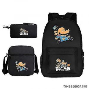Sac a dos d'ecole isotherme pour enfants avec motif chien et homme Dav Pilkey en 3D, sac a dejeuner, trousse a crayons, cadeaux - Neuf