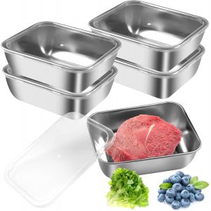 6 Pcs Boîtes De Conservation En Acier Inoxydable Avec Couvercle Hermétique 500ml S,Empilables,Compatibles Four Et Congélateur Lavable Au Lave-Vaisselle Pour Meal Prep,Fruits,Légumes - Neuf