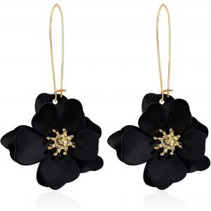 Kal-Boucle D'oreille Fleur Pour Femmes, Boucles D'oreilles Pendentif Fleur De Bohème Pétale Hypoallergénique Mode Bijoux Cadeau - Neuf