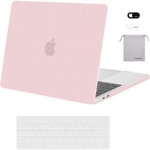 Coque Compatible Avec Macbook Pro 13 Pouces M2 M1 A2338 A2289 A2251 A2159 A1989 A1706 A1708, Plastique Coque Rigide&Protection Clavier&Couverture De Webcam&Sac De Rangement, Quartz Rose - Neuf