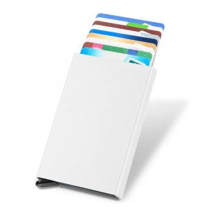 HUED-Portefeuille Pop Up mince, porte-carte de cr&eacute;dit minimaliste pour hommes et femmes, blocage RFID, Mini bo&icirc;tier en m&eacute;tal-Silver - Neuf