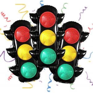 3 Pi&egrave;ces Feu Tricolore,Ballon Feux De Circulation Gonflable,Jouet Feu Tricolore Ballons De Aluminium,Jouet De Feux De Signalisation,Jouets &Eacute;ducatifs De Signal Lumineux - Neuf